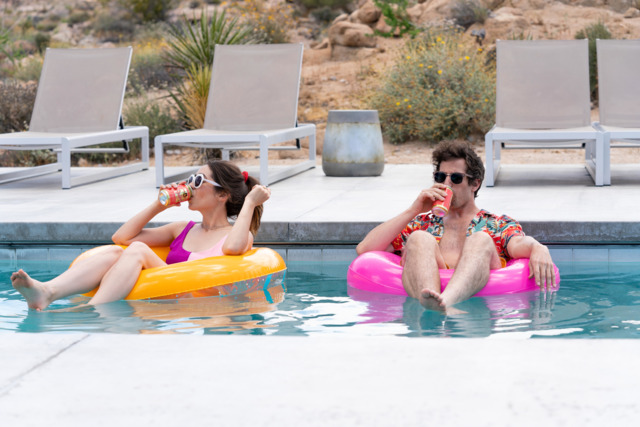 Cristin Milioti (L) and Andy Samberg in "Palm Springs". - jessica perez