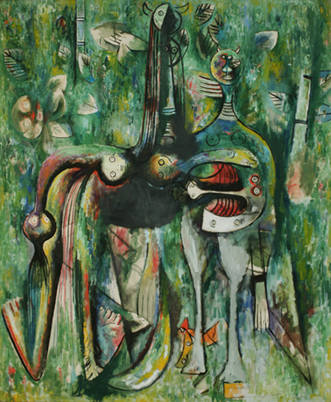 "Le Sombre Malembo, Dieu du Carrefoure (The Dark Malembo, God of the Crossroad)," by Wifredo Lam, 1943. - From the collection of Mr. & Mrs. Isaac Rudman, 2007 Artists Rights Society, New York/ADAGP, Paris.