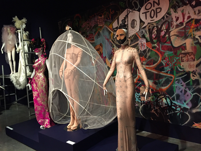 An installation shot of Bartsch's bridal veil and Zaldy's "gender bender" dress. - David Warner