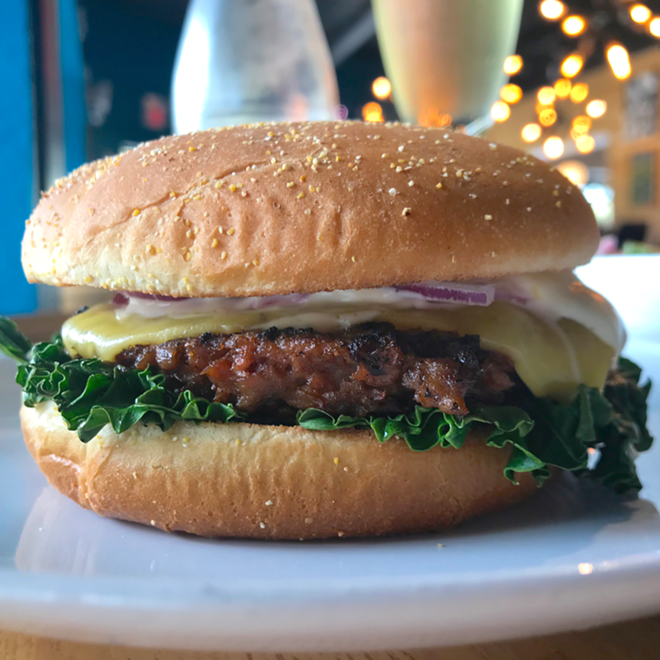 The Cider Press Café's newest Blended Burger mixes Beyond Meat with portobello, onions and garlic. - The Cider Press Café