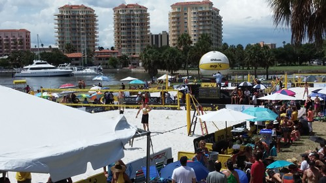 Players and fans raved about the site for the AVP St. Petersburg Open with the skyline of St. Petersburg and the Vinoy Resort serving as a postcard-like backdrop. - Chris Girandola