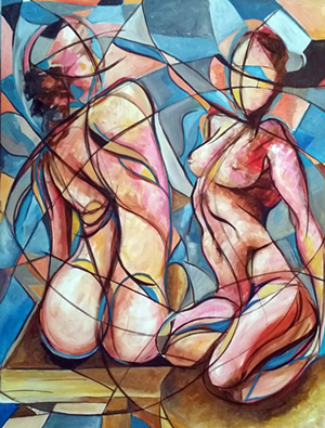 "Ambivert," acrylic on canvas, 40" x 30". On view as part of 'Female Persuasion' at Cider Press Cafe. - Jessica Docherty