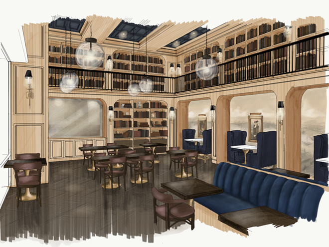 A rendering of the forthcoming downtown St. Pete restaurant's sleek full-service dining room. - Oxford Design Studio
