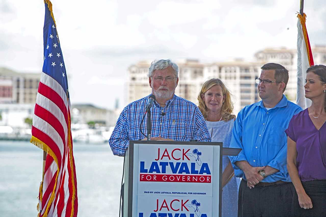Latvala speaking to his supporters at Clearwater Marine Aquarium on the day he launched his gubernatorial campaign in August. - Kimberly DeFalco