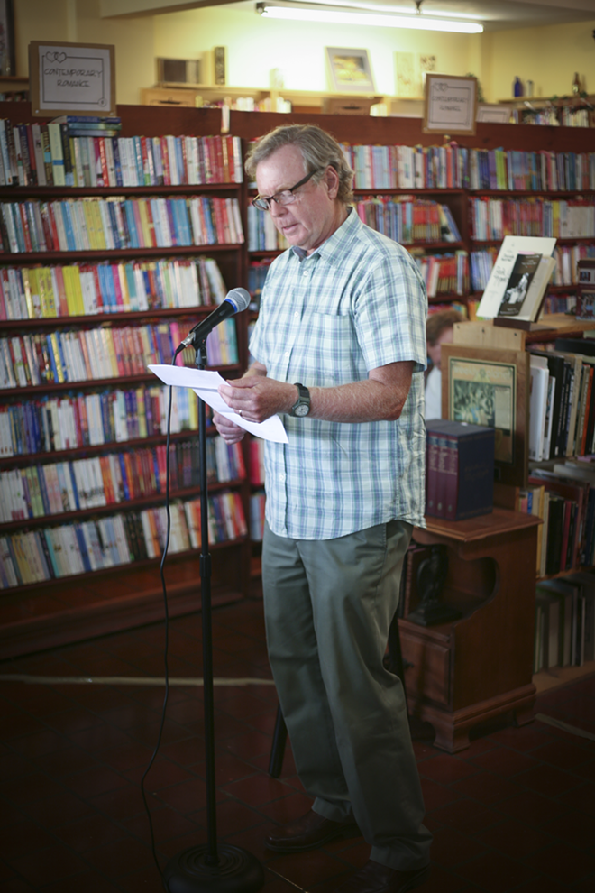 JOYCEAN JAUNT: Former Tampa Bay Times performing arts critic John Fleming reads at Bloomsday. - CHUCK VOSBURGH