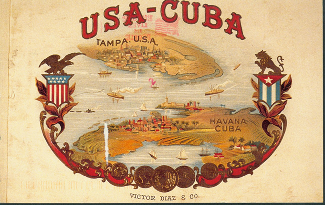 SO CLOSE AND YET… A vintage cigar box evokes the proximity of Tampa and Havana. - Tampa Bay History Center