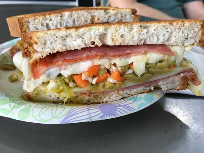 This gluten-free muffuletta from Alberto's in the New Orleans French Quarter tastes almost perfect. - Cathy Salustri