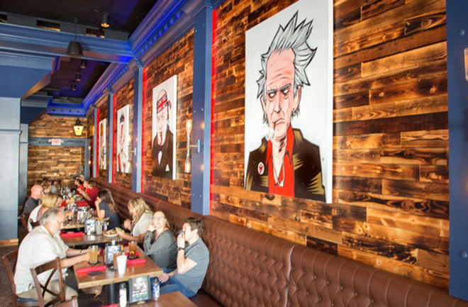 BRIT FIT: Keith Richards glowers at pub patrons from the wall at Yeoman's. - Chip Weiner