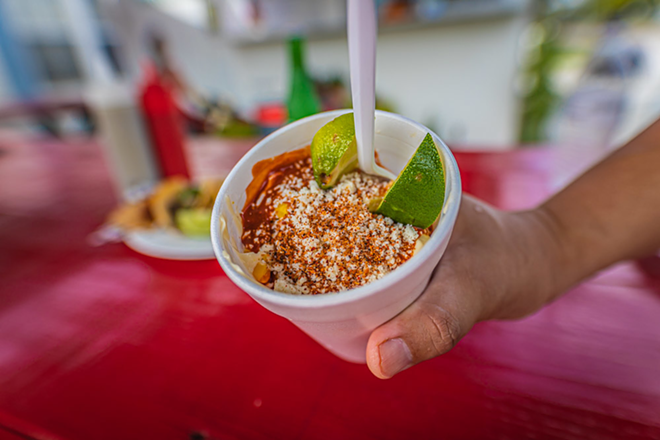 Esquites (Mexican street corn) is a tall styrofoam cup of deliciousness. - Dave Decker