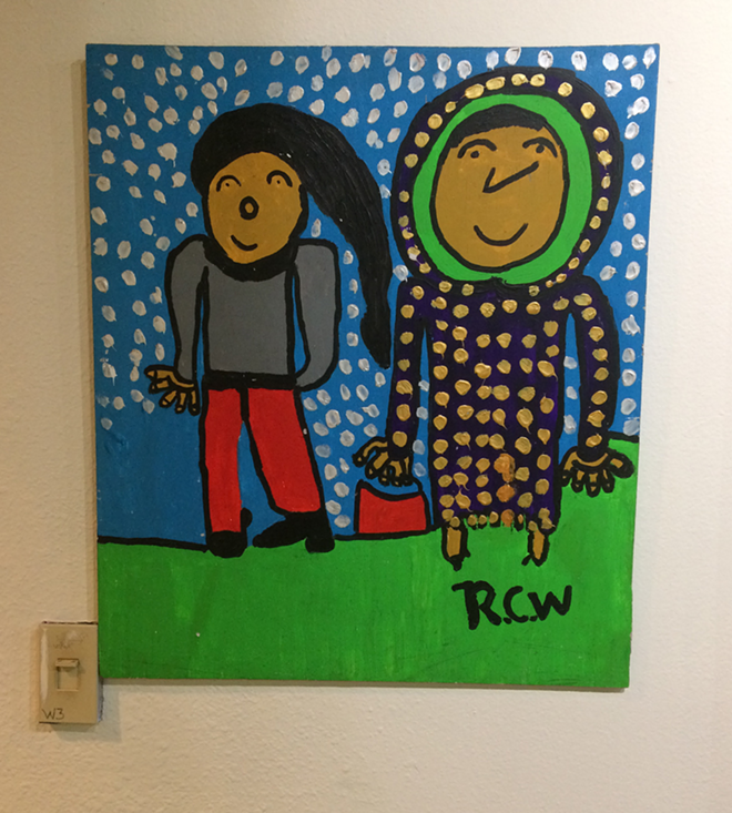 A Ruby C. Williams painting competing for wall space with a light switch - Caitlin Albritton