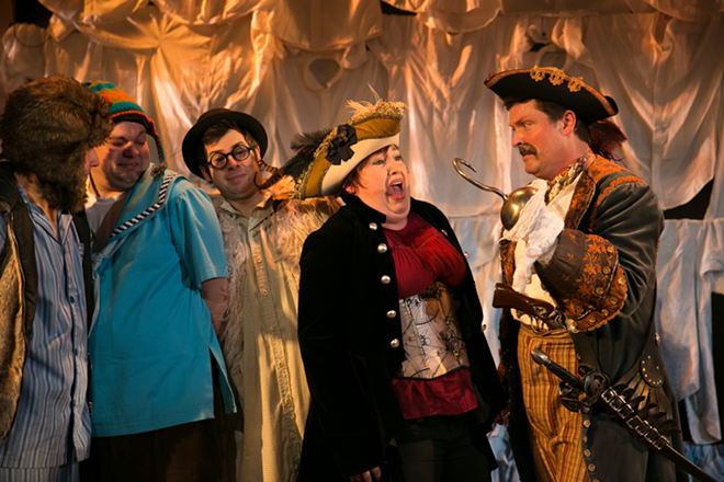 Chris Crawford as Captain Hook with his merry band of pirates. - Steven Le, Thee Photo Ninja