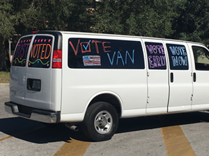 USF's early voting shuttle waiting to pick up more students - via For Florida's Future