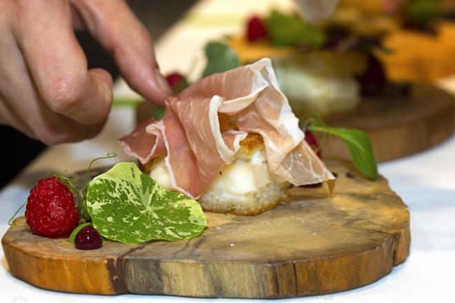 SEE WHAT'S ON THE SLAB: Prosciutto di Parma and taleggio cheese. - Chip Weiner