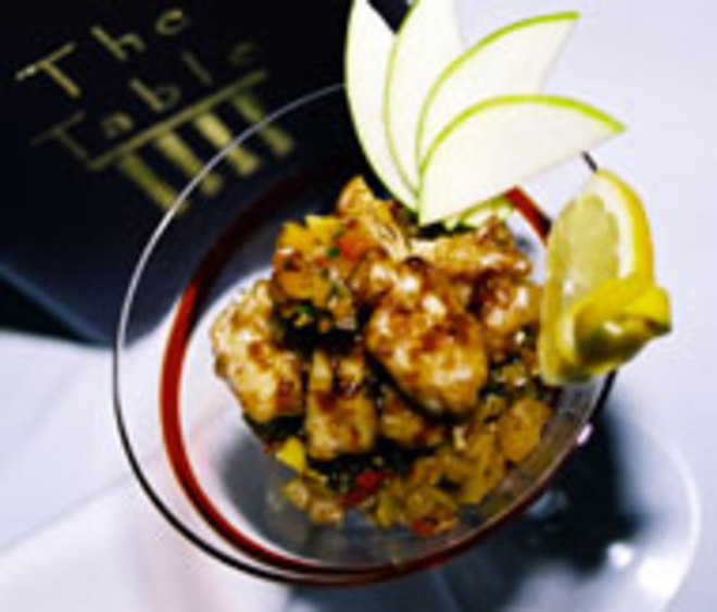 PASSION PLATE: Like all the dishes at The - Table, the crispy shrimp flamenco is presented - with panache. - ERIN LOMERSON