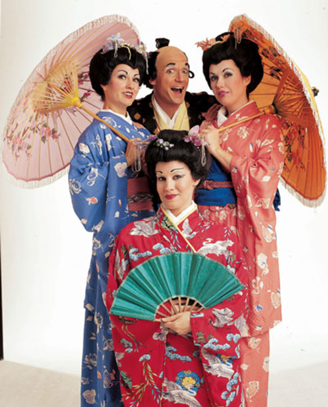 Robin Bartunek (clockwise from left) , Stephen Quint, Kimilee Bryant and Laurelyn Watson star in The Mikado. - Michael Nemeth