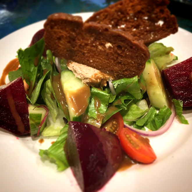 During Wednesday's Virtual Progressive Dinner tour, we tried a Craft Kafé vegan ricotta beet salad. - Lisa L. Kirchner
