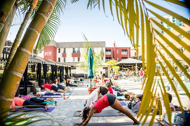 poolside yoga at the Hollander 2019 - Courtesy of The Body Electric Yoga Studio
