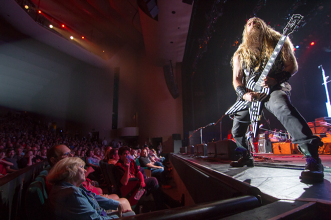 Zakk Wylde shredding at Experience Hendrix in 2014; he returns to Ruth Eckerd Hall with the 2016  tour tonight. - Tracy May
