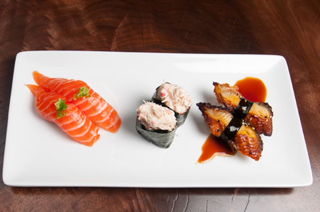 Salmon, snow crab and eel are among the restaurant's nigiri offerings. - Lisa Mauriello