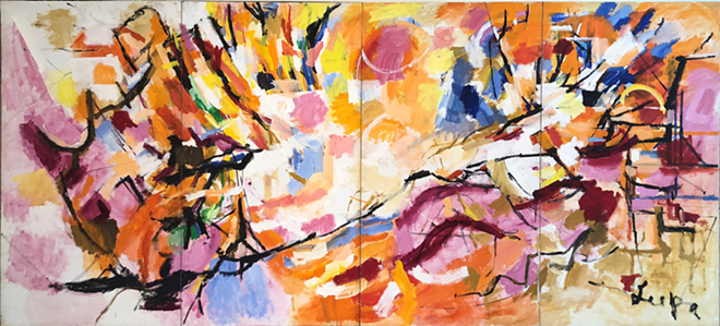 You can see Allen Leepa's examples of Abstract Expressionism on exhibit at the Leepa-Rattner museum in Tarpon Springs, but it's a far cry from the only place to see Abstract Expressionist work in Tampa Bay. - Allen Leepa (American, 1919-2009); 'Sunburst,' 1975 Acrylic on canvas, 84 x 184 ½ in. Leepa-Rattner Museum of Art, on loan from the St. Petersburg College Foundation 1997.2.1.9a-.d; Courtesy of Leepa-Rattner Museum of Art