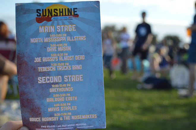 Lineup card at Sunshine Blues Festival at Vinoy Park in St. Petersburg, Florida on January 14, 2017. - Kaylee LoPresto
