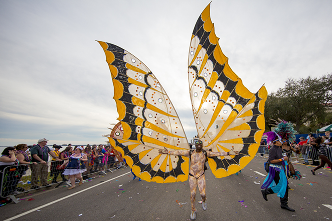 This butterfly was a member of the Caribbean crew marching along Bayshore. - Chip Weiner