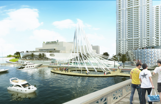 A rendering of the proposed Straz expansion as seen - from the Cass Street Bridge. - Westlake Reed Leskosky