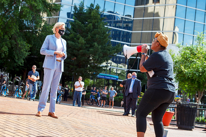 Tampa Mayor Jane Castor after approaching a protest outside Tampa City Hall on June 2, 2020. - Marlo Miller