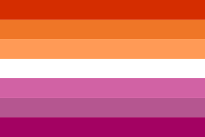 Lesbian flag. - SVG FILE BY L KE IN INKSCAPE, CC0, VIA WIKIMEDIA COMMONS