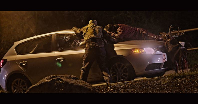 Yes, that's an undead deer helping attack the car filled with mobsters. Look, I don't make these movies, I just watch them. - Freestyle Digital Media