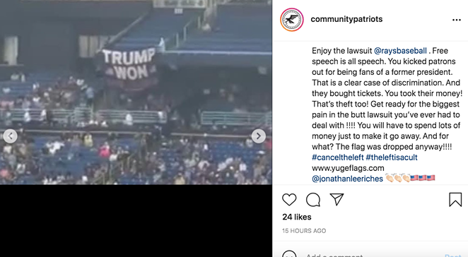 Enjoy this video of a ‘Trump Won’ banner getting ripped down at Tropicana Field