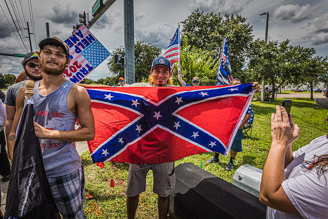Demonstrators near Hillsborough County Sheriff's offices in Tampa, Florida on Aug. 14, 2021. - Dave Decker