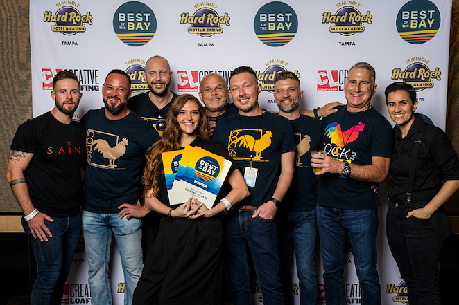 David Fischer (center, rear) with his team from Cocktail, pictured at the Best of the Bay 2021 award party at Hard Rock Hotel & Casino in Tampa, Florida on Sept. 20, 2021. - James Ostrand