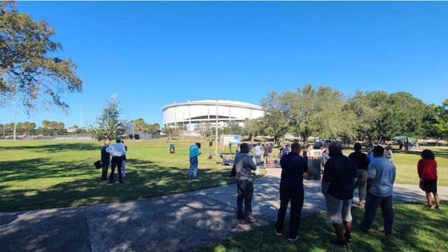 Campbell Park on Dec. 2, 2021, before St. Petersburg Mayor Rick Kriseman announced his decision on who will develop the Tropicana Field site. - PHOTO BY RAY ROA