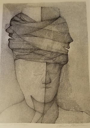 'burden of knowledge' Lithograph Late 1970's - ALEXANDRA PAPPAS