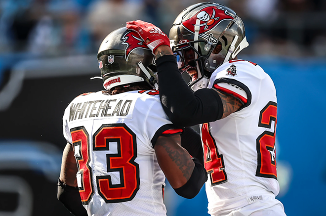 Bucs safety Jordan Whitehead had a career game with seven total tackles, three passes defended and an interception. - TAMPA BAY BUCCANEERS