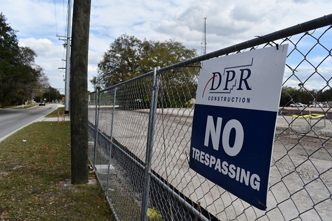 A DPR Construction sign is on the fence surrounding the Hanna Avenue project.  - JUSTIN GARCIA