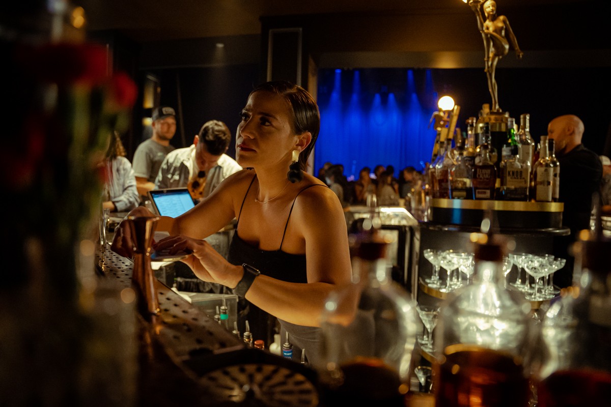 Bartenders work the crowd before Houndmouth performs at the Floridian Social Club in St. Petersburg, Florida on April 26, 2022. - PHOTO BY JON WILLIAM