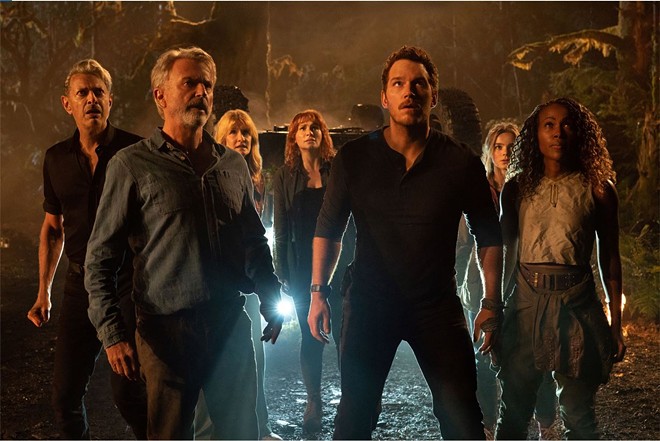 Lookie here, the gang's finally all together with characters from 'Jurassic Park' and 'Jurassic World' meeting for the first and presumably last time on-screen. - PHOTO VIA UNIVERSAL STUDIOS AND AMBLIN ENTERTAINMENT