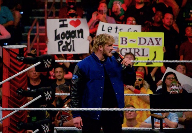 Logan Paul made his WWE debut for the first time under his new contract last night at Amalie Arena. - Max Steele