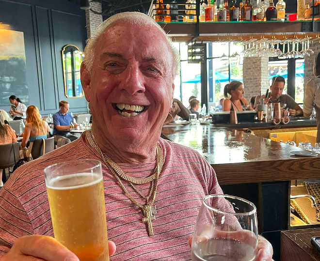 Flair hanging out at one of his usual haunts, The Battery, in Tampa's Sparkman's Wharf. - Photo via Ric Flair/Instagram