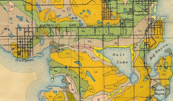 Salt Creek is a neglected ditch that runs through the heart of south St. Petersburg. - 1914 map of Salt Creek c/o Thomas Hallock