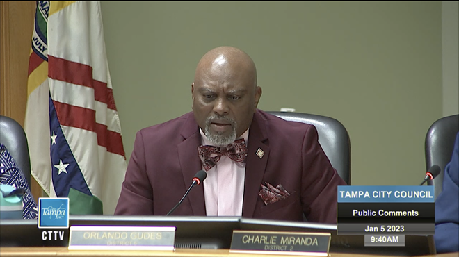 Orlando Gudes asks the Tampa PBA to apologize for its survey during a city council meeting. - City of Tampa