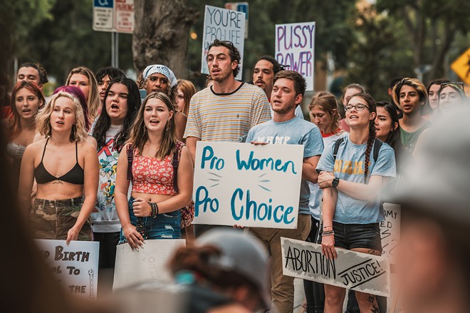 Pro-choice activists outside St. Petersburg City Hall on June 26, 2022. - Photo by Chandler Cullota