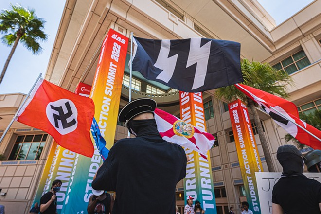 Neo-Nazi group outside the Turning Point USA Student Action Summit at day two of the the Tampa Convention Center on July 23, 2022. - Photo by Dave Decker