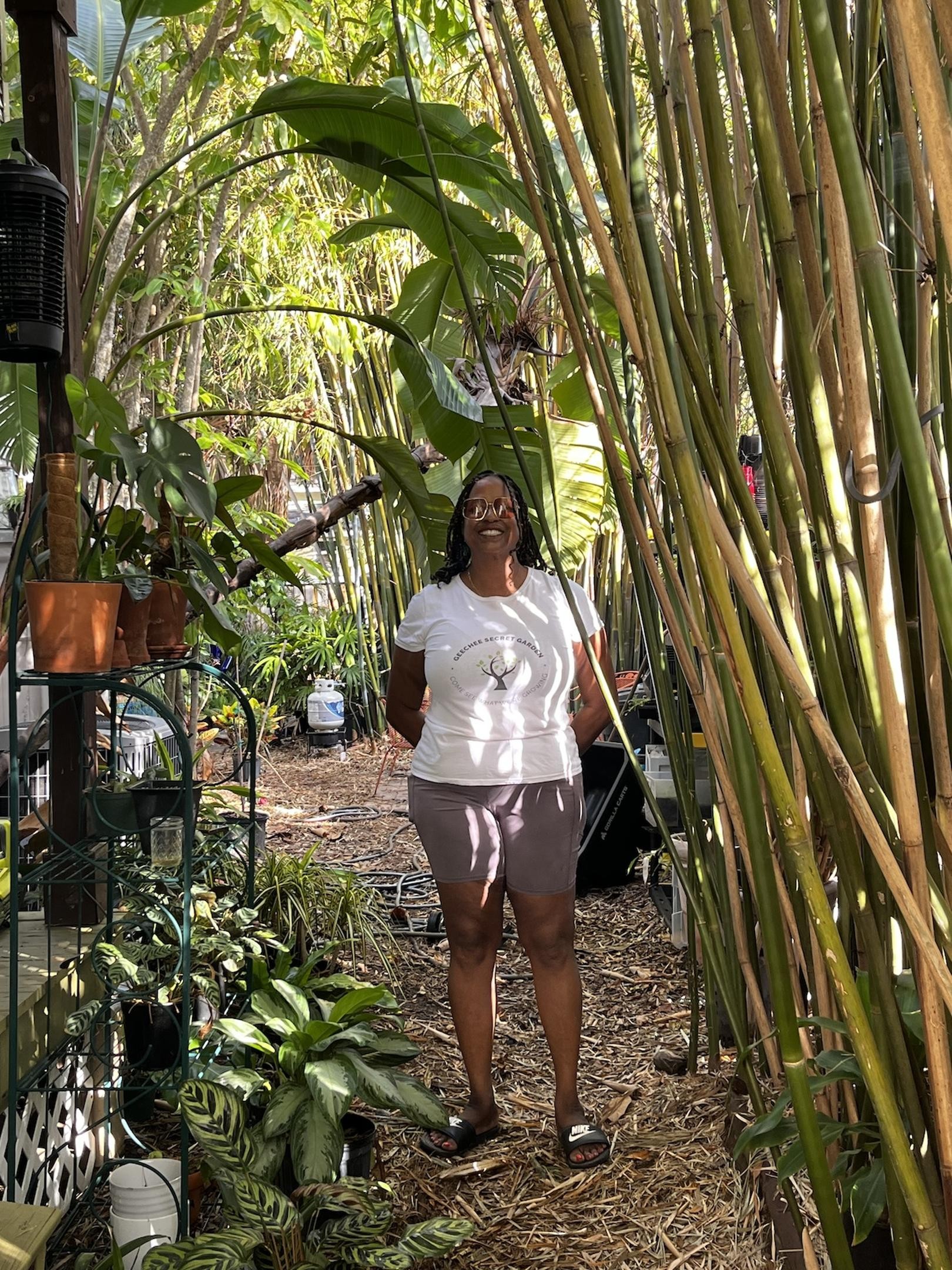 Senoia Brantley has created 'Geechee Secret Garden' next to her West Tampa home and it feels like it’s been there forever. - Photo by Linda Saul-Sena