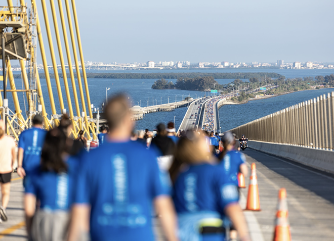 About 8,000 people will run across Tampa Bay’s Sunshine Skyway bridge on Sunday