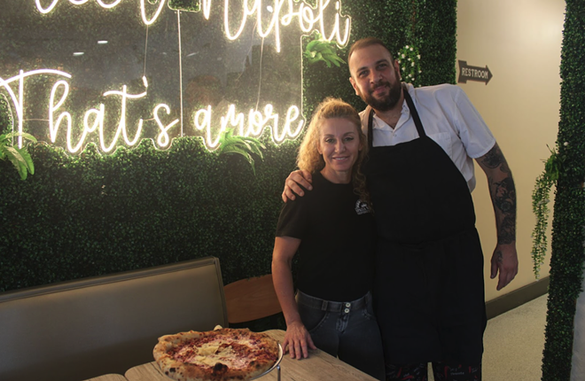 Simona and Andrea Sarpa together at Spacca Napoli restaurant in Carrollwood, Florida. - Photo by Chuck Merlis