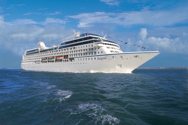 The Insignia at sea, departing from the Tampa Bay port. - Photo via Oceania Cruises