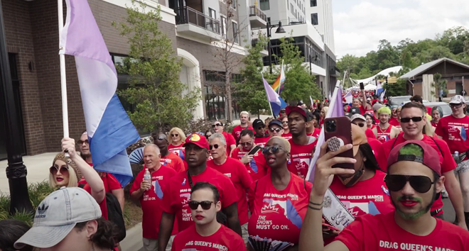 Activists at the "Drag 2 Talle" march. - Screengrab via JordanRugh/YouTube